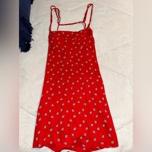 Free People Red Flower Flowy Mini Dress